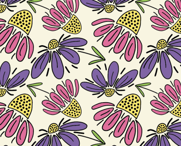 Cone Flowers and Daisy Pattern, Gratitude, Art